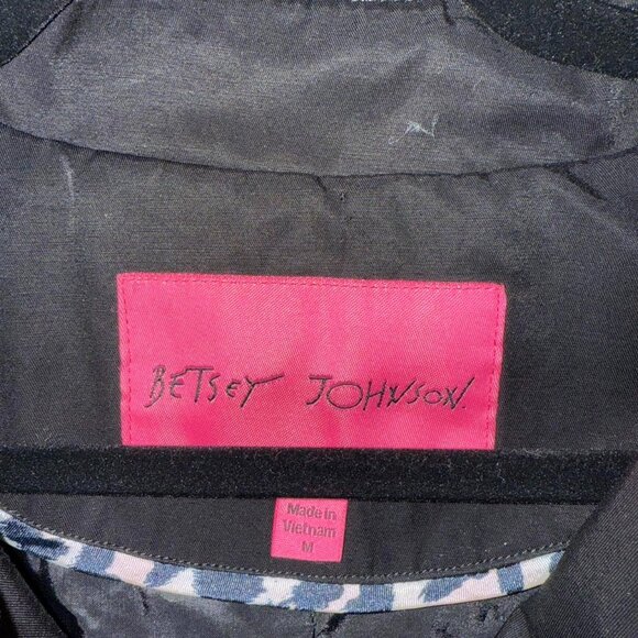 Betsey Johnson Black Trench Coat – M – Navy Chic with Lace-Up Back! - Picture 3 of 3